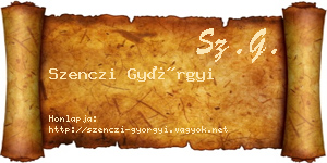 Szenczi Györgyi névjegykártya